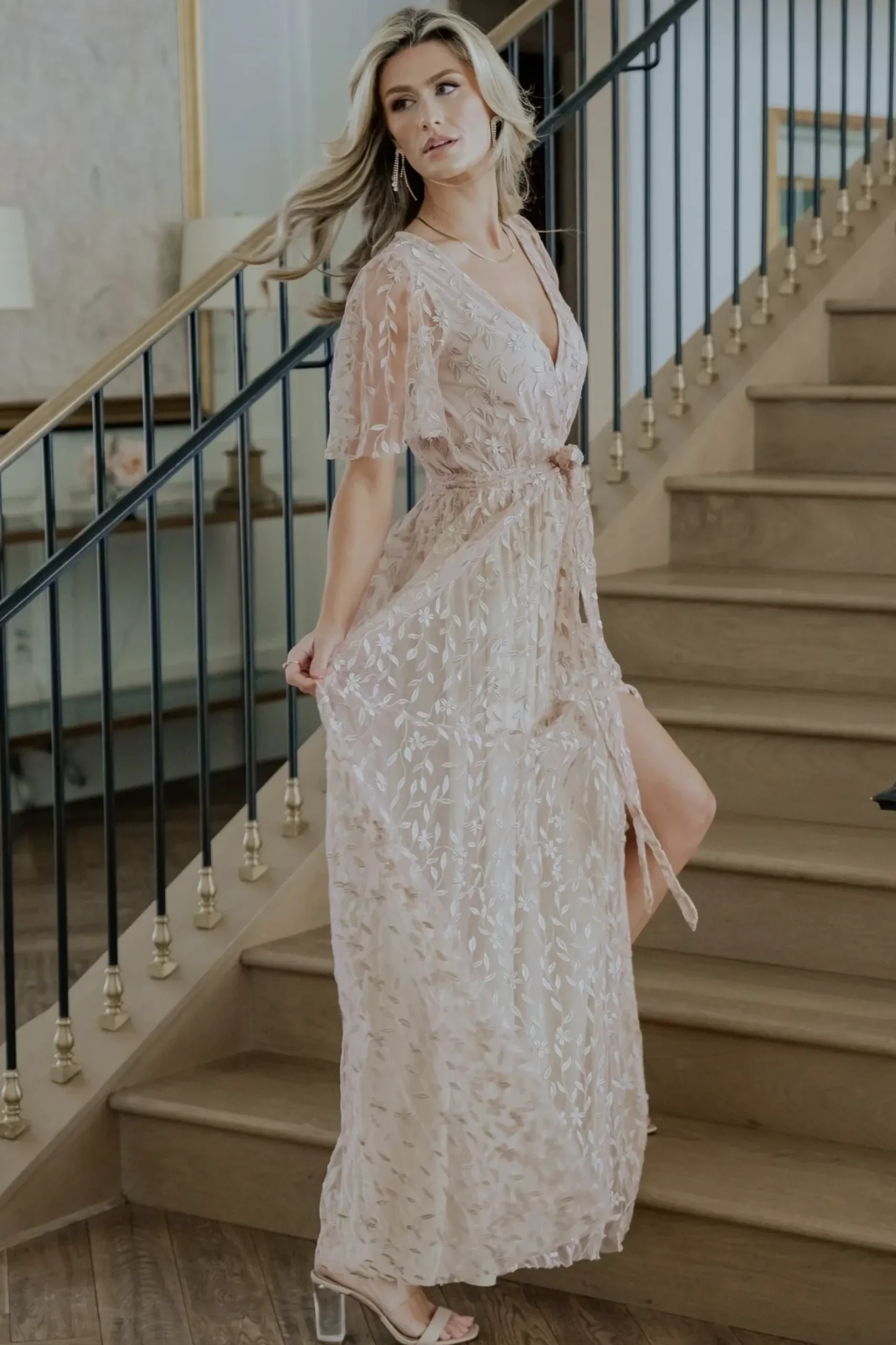 Baltic Born SALE|Marseille Embossed Maxi Dress | Champagne