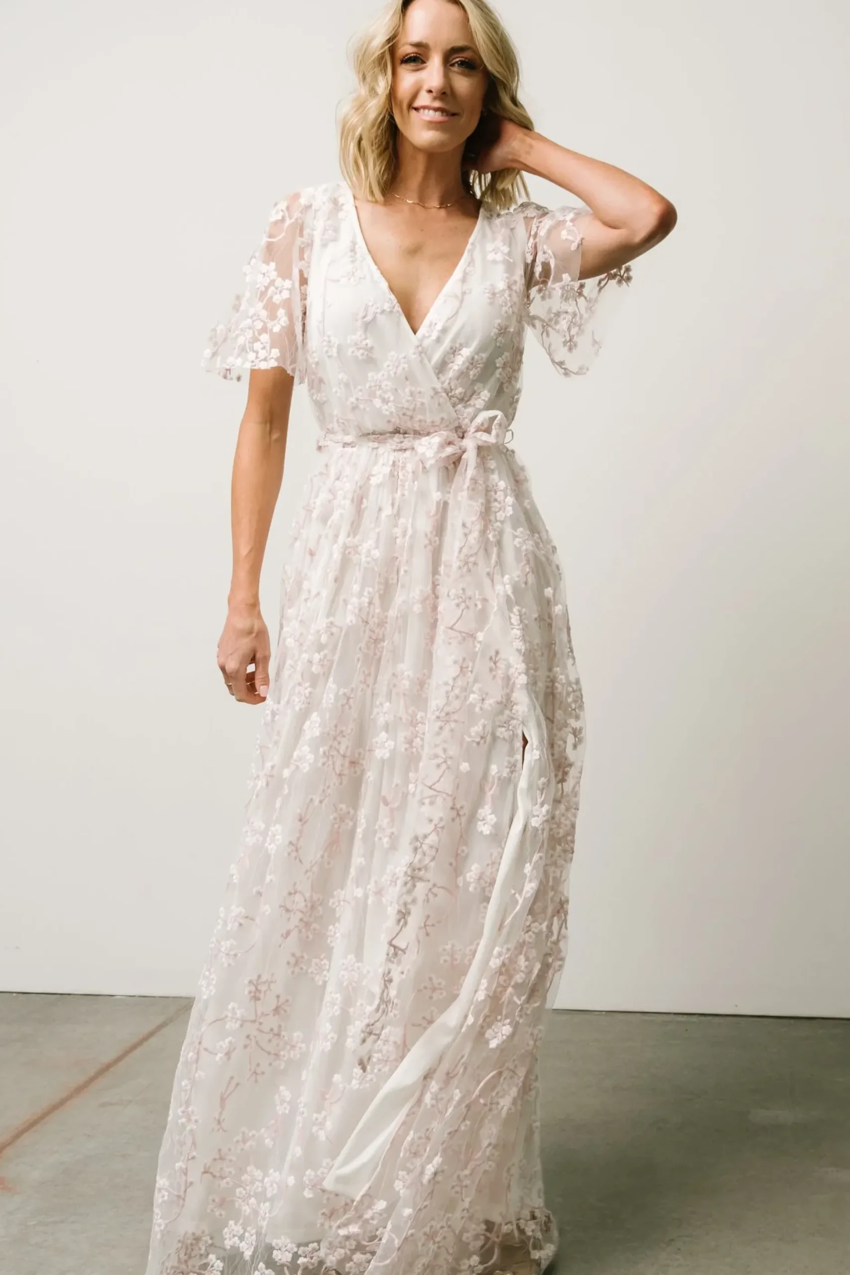 Baltic Born SALE|Marseille Embossed Maxi Dress | Cherry Blossom