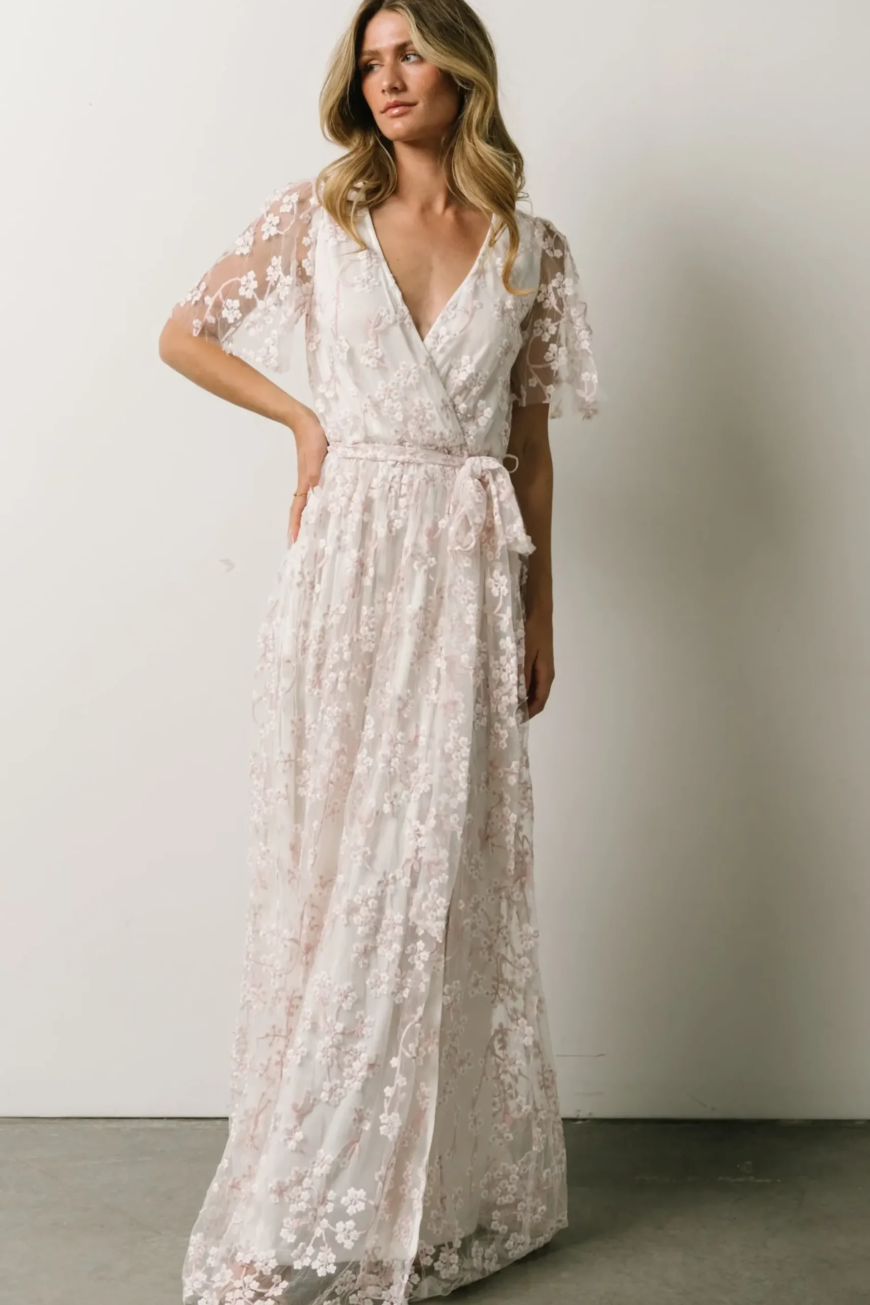Baltic Born SALE|Marseille Embossed Maxi Dress | Cherry Blossom