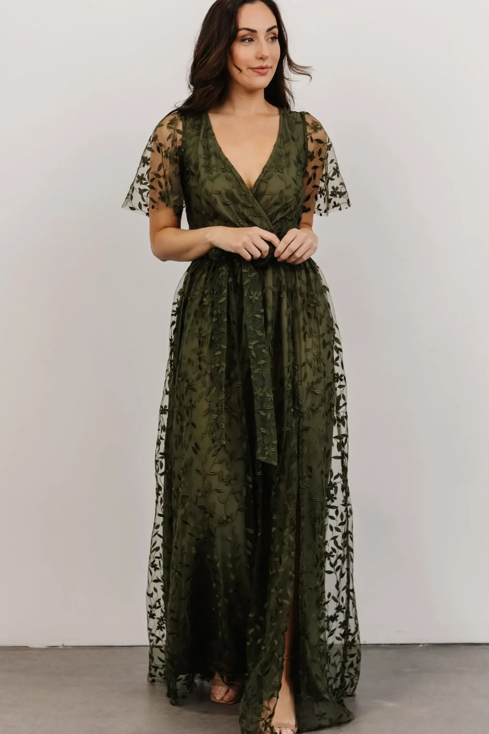 Baltic Born SALE|Marseille Embossed Maxi Dress | Olive