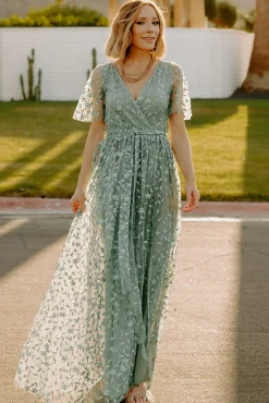 Baltic Born SALE|Marseille Embossed Maxi Dress | Eucalyptus