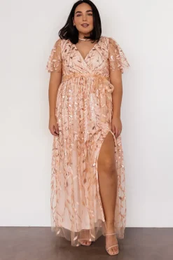 Baltic Born SALE|Marseille Embossed Maxi Dress | Rose Gold Sequin