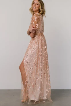 Baltic Born SALE|Marseille Embossed Maxi Dress | Rose Gold Sequin