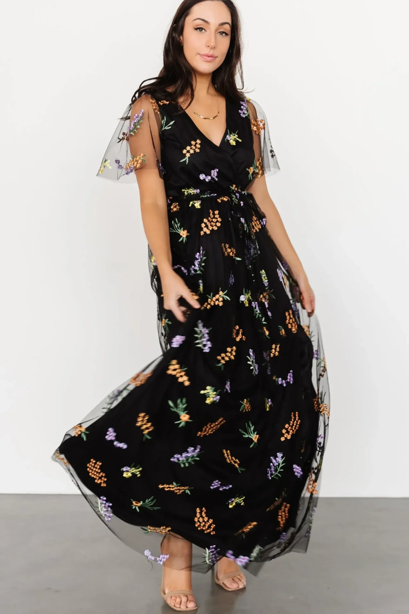 Baltic Born SALE|Marseille Embossed Maxi Dress | Midnight Meadow