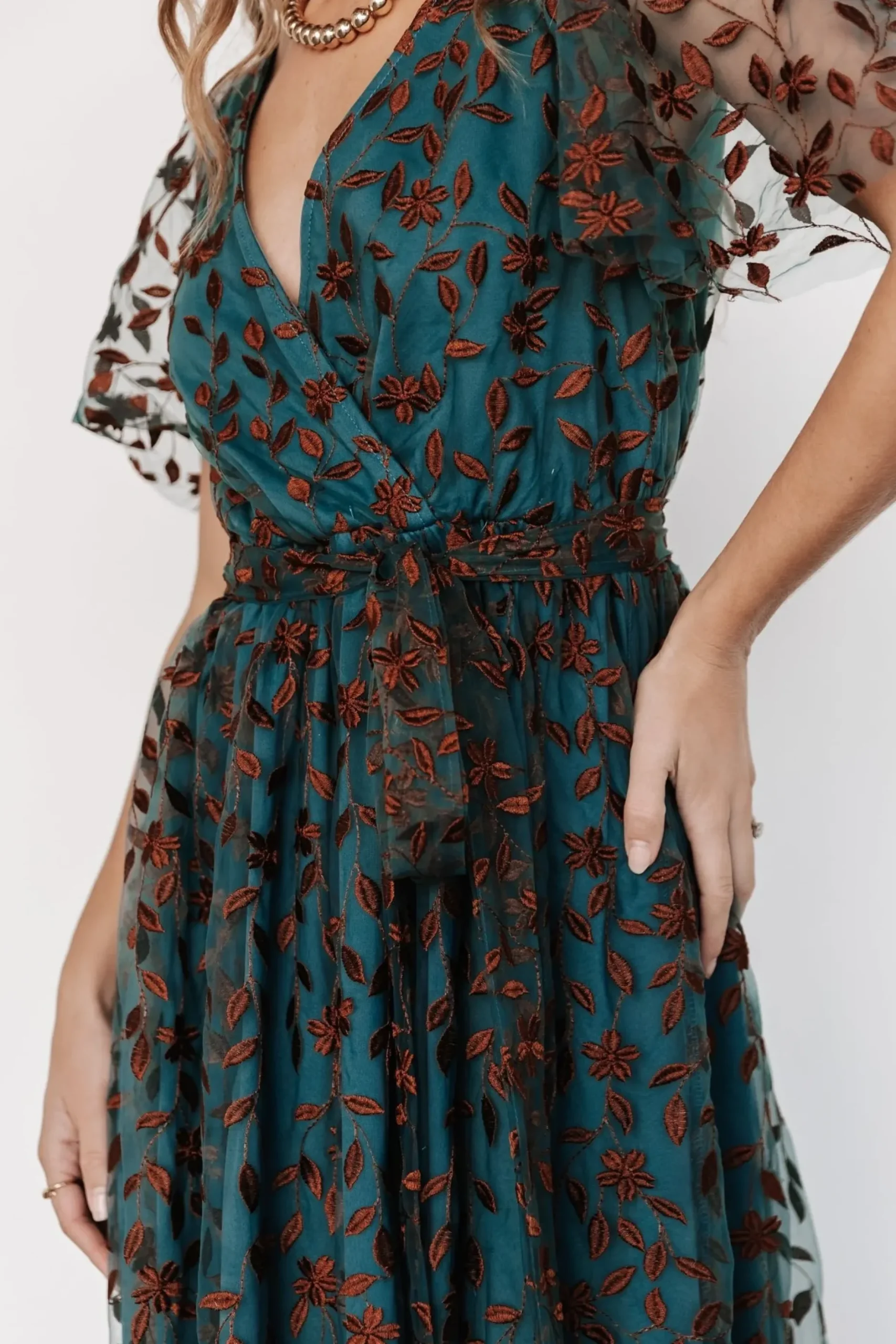 Baltic Born SALE|Marseille Embossed Maxi Dress | Jade + Bronze