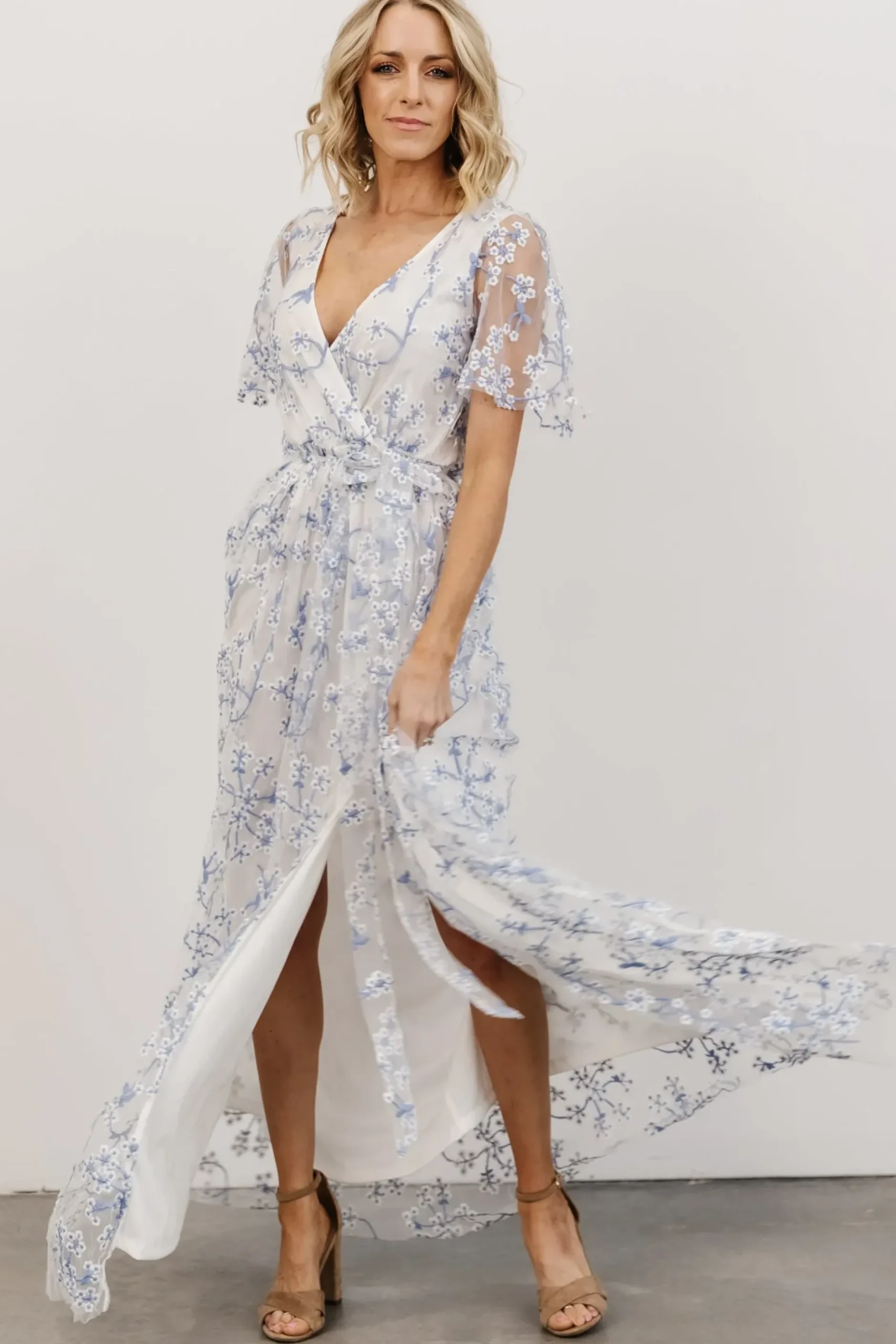 Baltic Born SALE|Marseille Embossed Maxi Dress | Blue Blossom