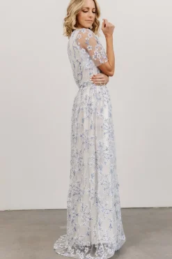Baltic Born SALE|Marseille Embossed Maxi Dress | Blue Blossom