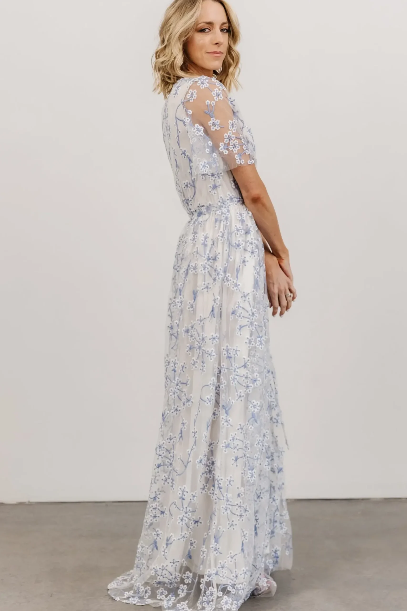 Baltic Born SALE|Marseille Embossed Maxi Dress | Blue Blossom