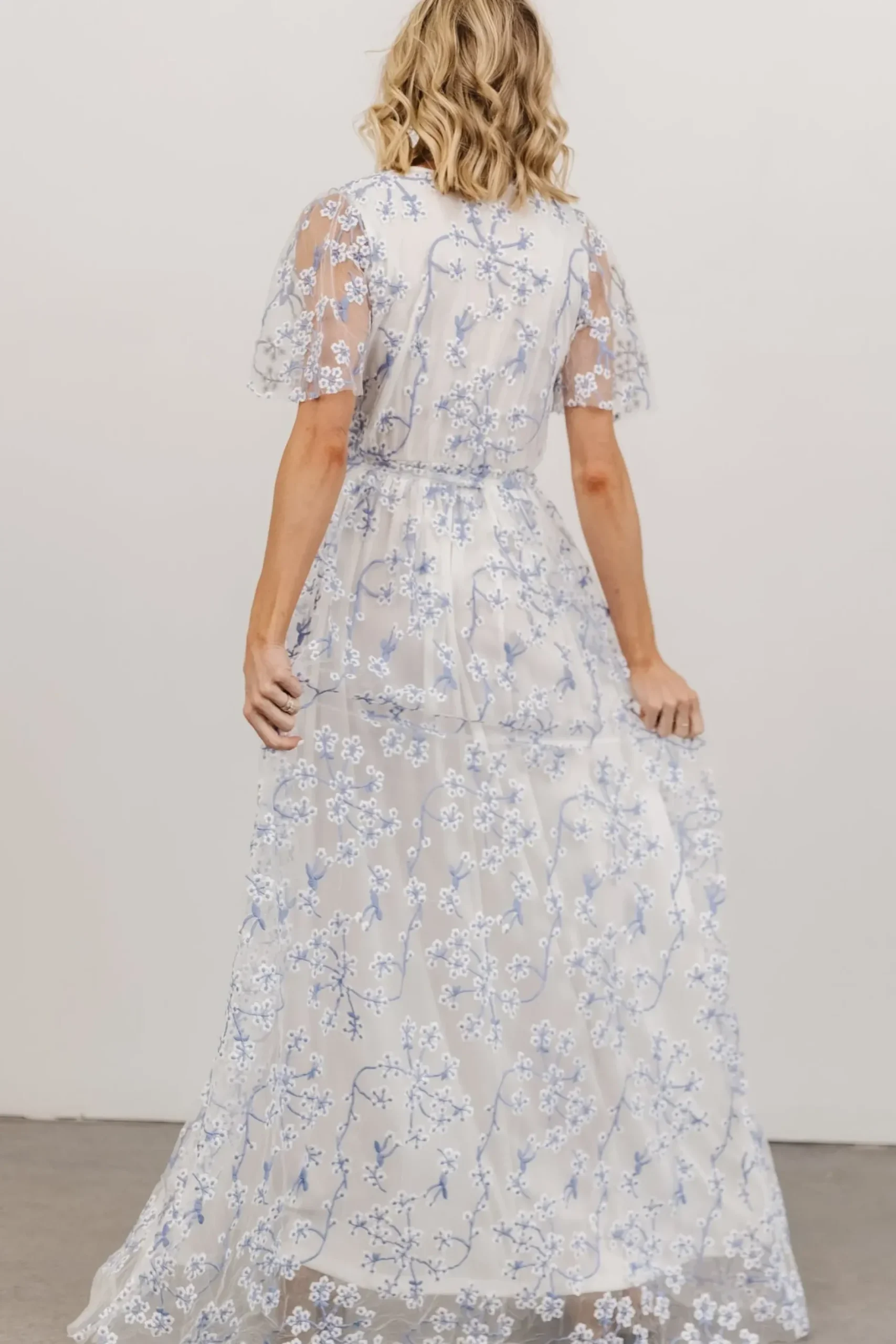 Baltic Born SALE|Marseille Embossed Maxi Dress | Blue Blossom