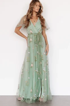 Baltic Born SALE|Marseille Embossed Maxi Dress | Sage Floral