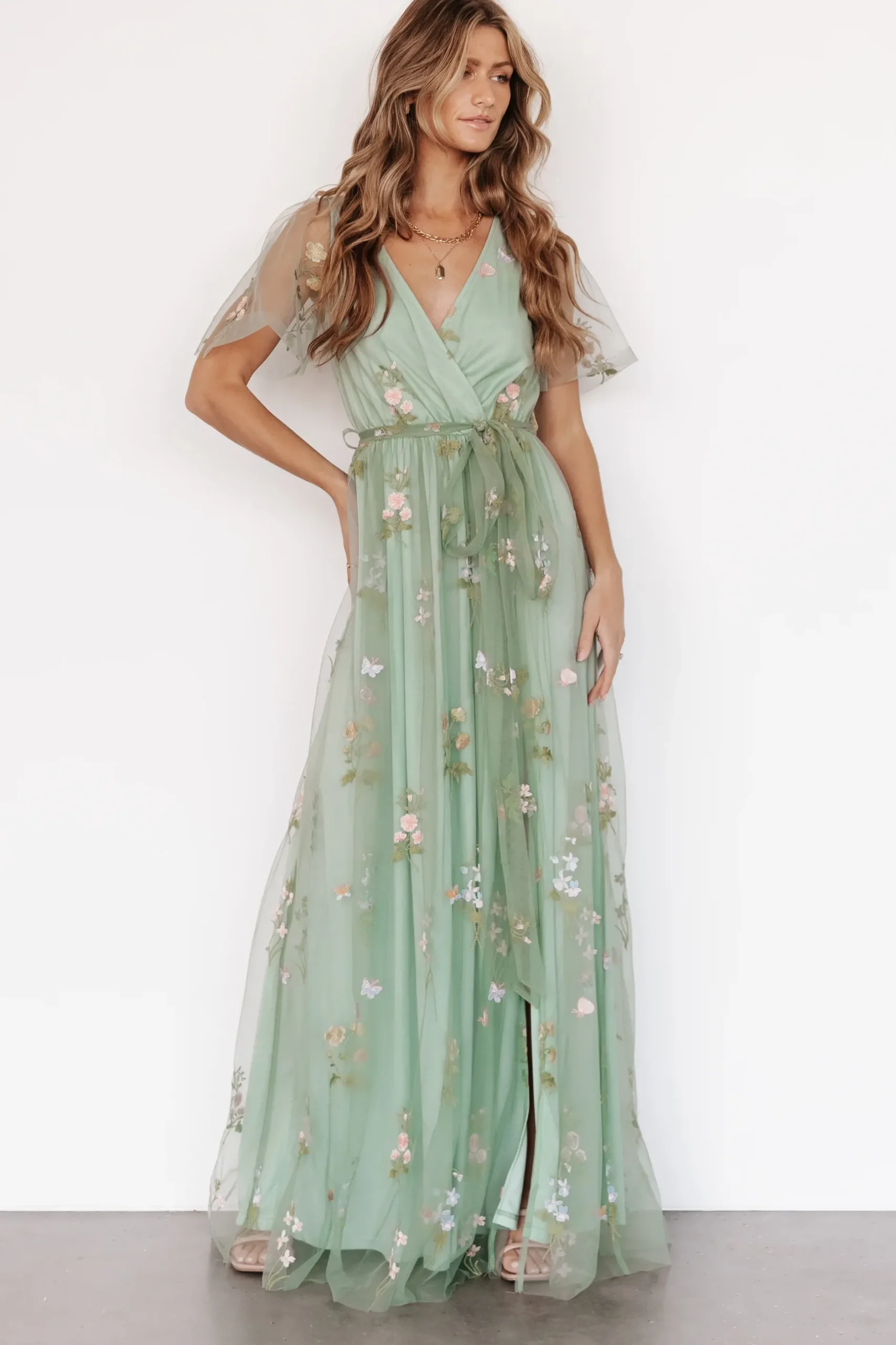Baltic Born SALE|Marseille Embossed Maxi Dress | Sage Floral
