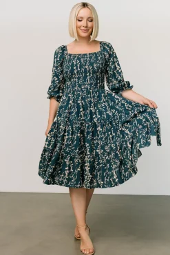 Baltic Born SALE|Marta Smocked Midi Dress | Topaz + Blush