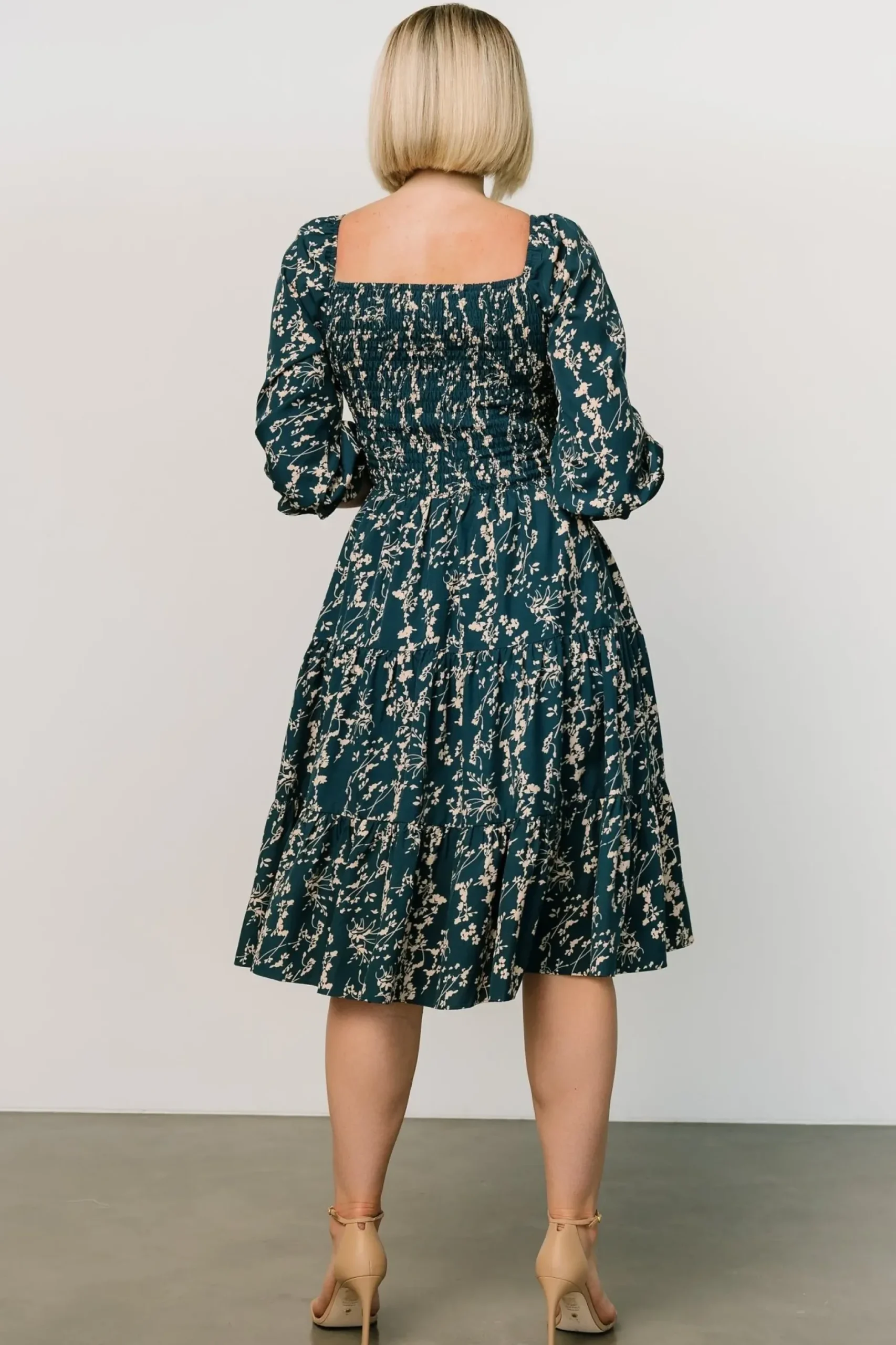 Baltic Born SALE|Marta Smocked Midi Dress | Topaz + Blush