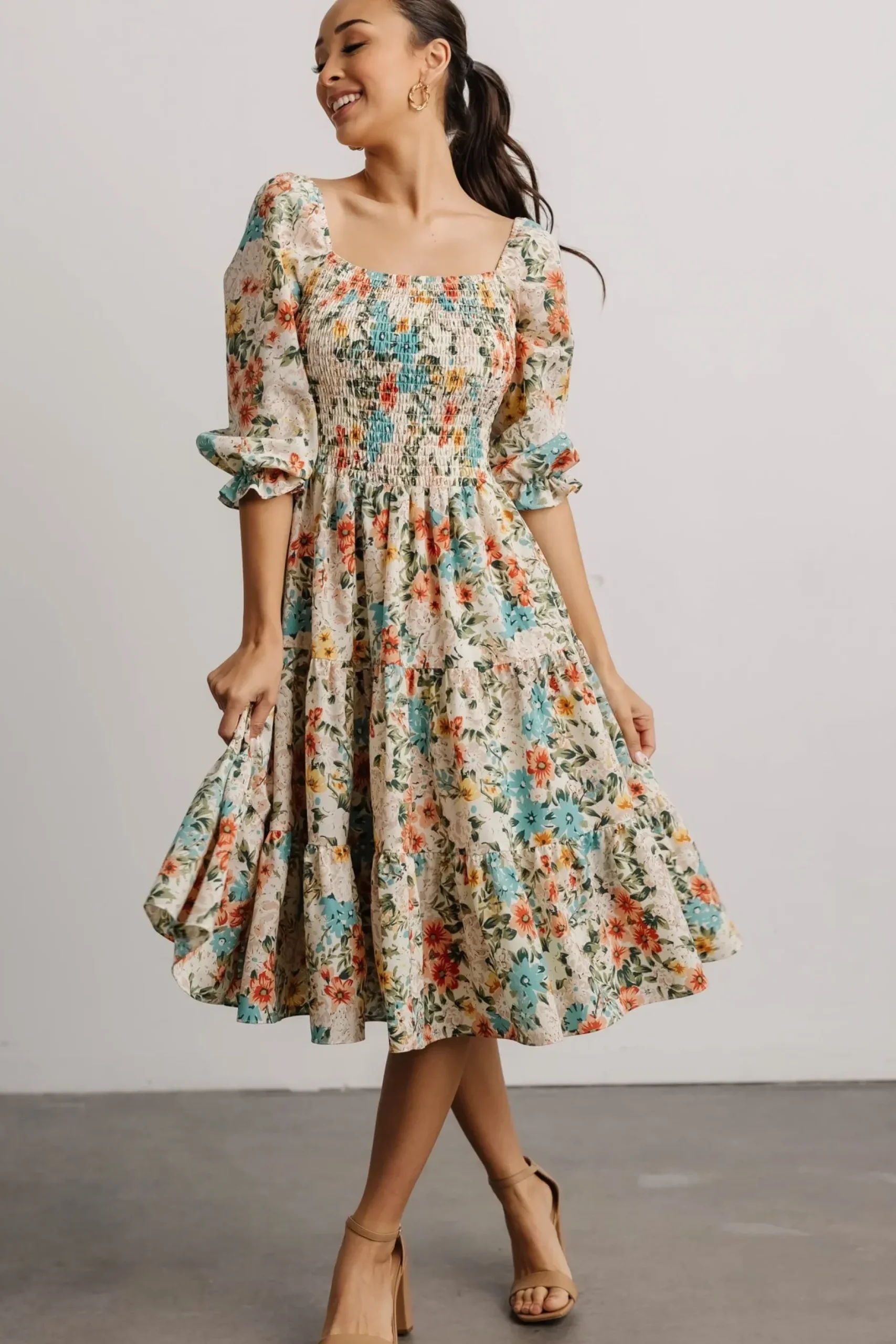 Baltic Born SALE|Marta Smocked Midi Dress | Summer Floral