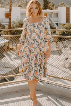 Baltic Born SALE|Marta Smocked Midi Dress | Multi Floral