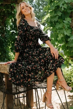 Baltic Born SALE|Marta Smocked Midi Dress | Black Floral