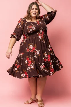 Baltic Born SALE|Marta Smocked Midi Dress | Mahogany Floral