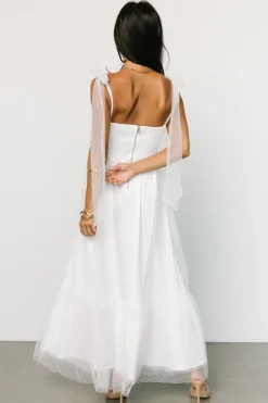 Baltic Born tulle styles|Mavani Swiss Dot Tulle Maxi Dress | White