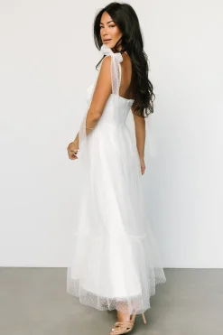 Baltic Born tulle styles|Mavani Swiss Dot Tulle Maxi Dress | White