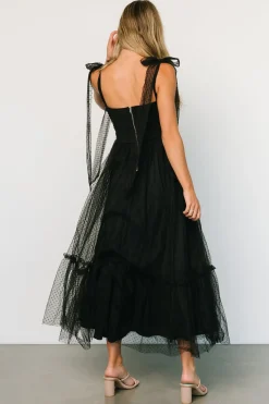 Baltic Born tulle styles|Mavani Swiss Dot Tulle Maxi Dress | Black