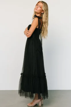 Baltic Born tulle styles|Mavani Swiss Dot Tulle Maxi Dress | Black