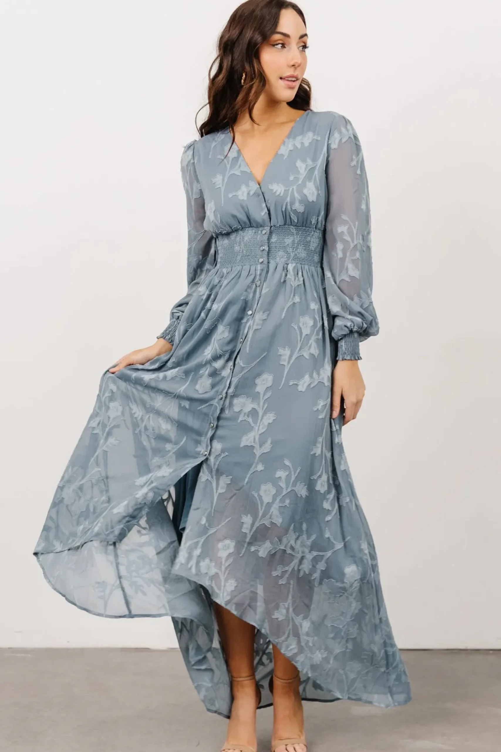 Baltic Born COMING SOON|Mayfair High Low Maxi Dress | Dusty Blue