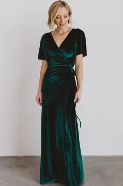 Baltic Born maxi dresses|WEDDING SUITE|Meghan Velvet Wrap Maxi Dress | Emerald