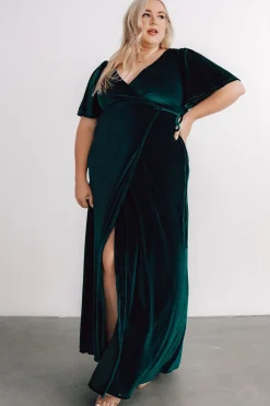 Baltic Born maxi dresses|WEDDING SUITE|Meghan Velvet Wrap Maxi Dress | Emerald