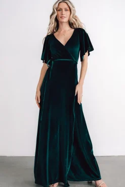 Baltic Born maxi dresses|WEDDING SUITE|Meghan Velvet Wrap Maxi Dress | Emerald