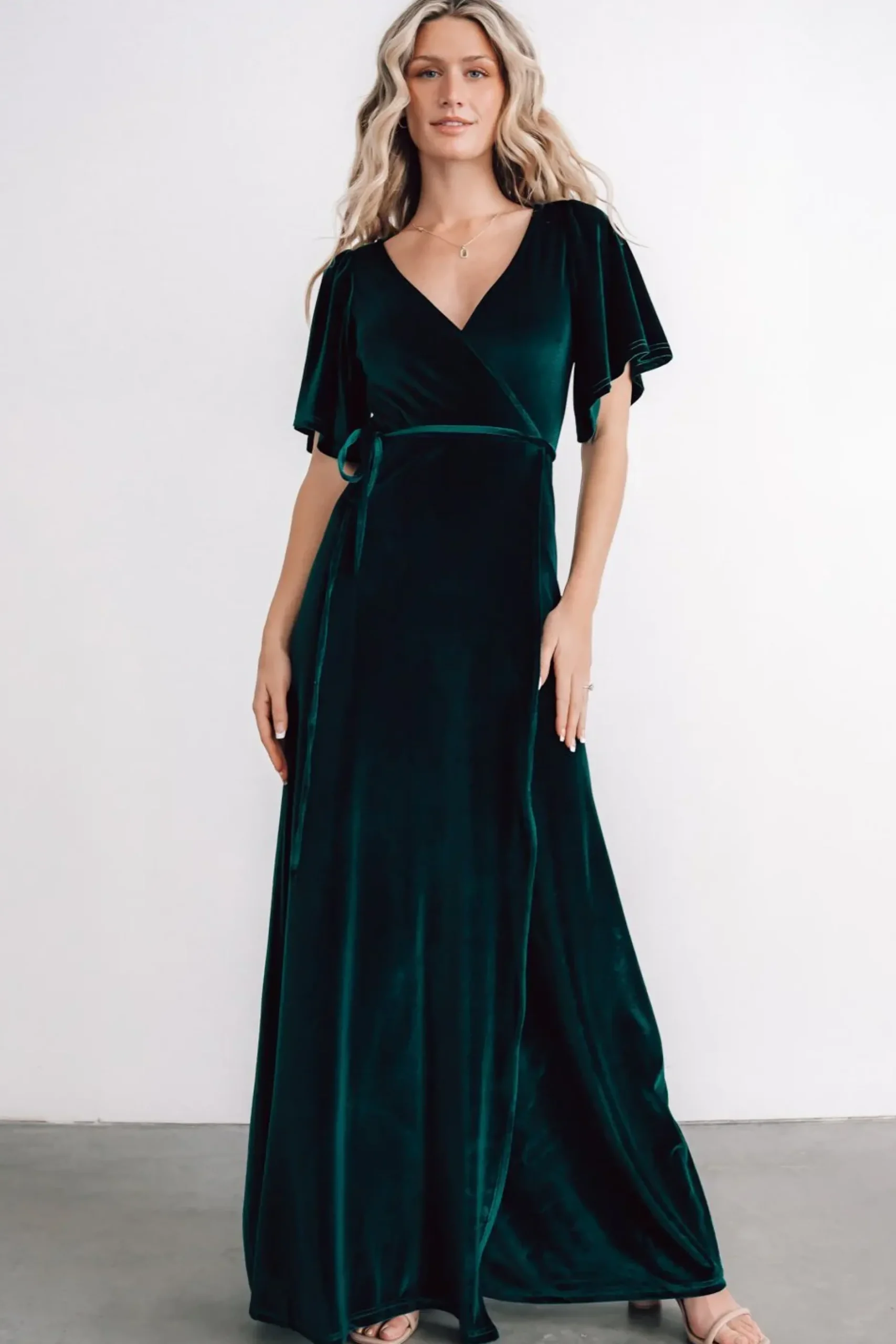 Baltic Born maxi dresses|WEDDING SUITE|Meghan Velvet Wrap Maxi Dress | Emerald