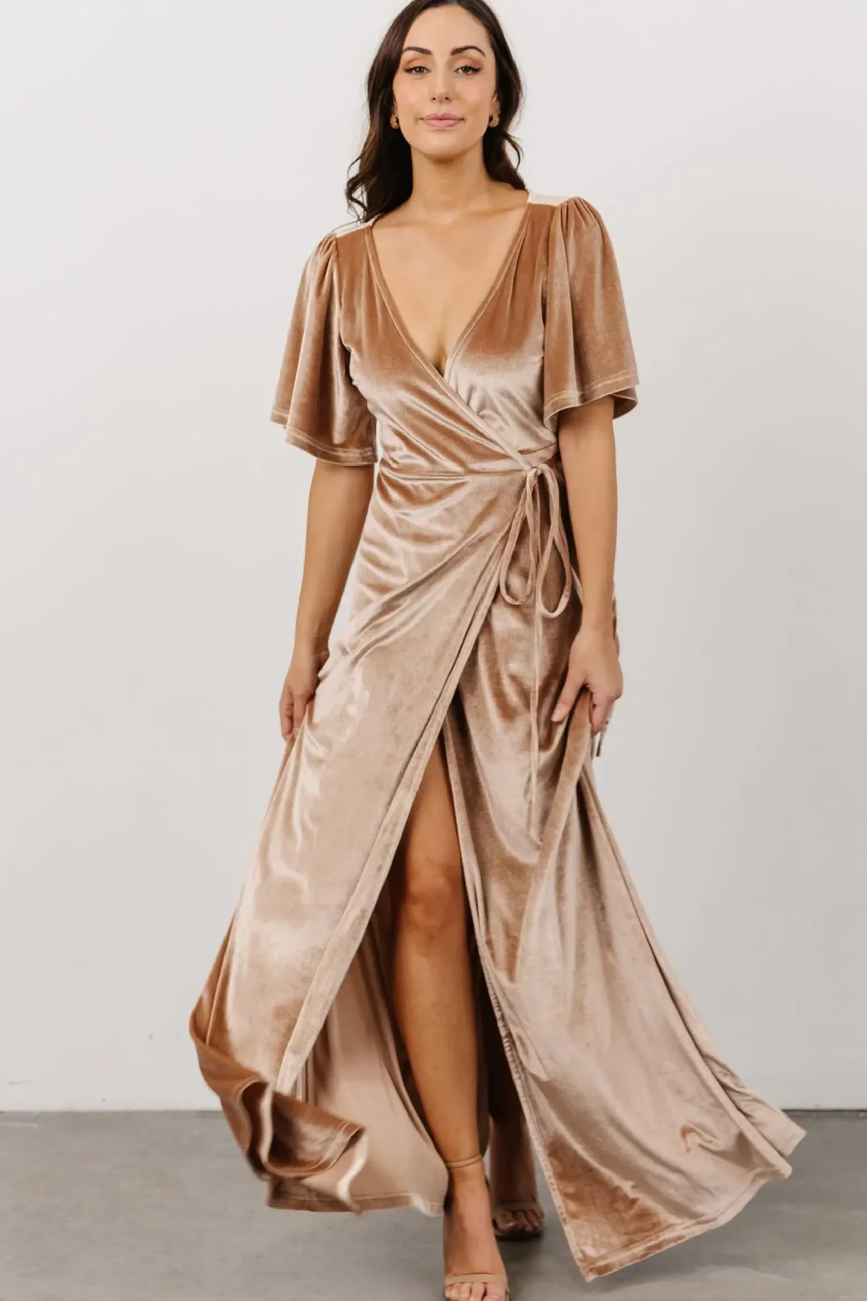 Baltic Born maxi dresses|WEDDING SUITE|Meghan Velvet Wrap Maxi Dress | Champagne