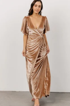 Baltic Born maxi dresses|WEDDING SUITE|Meghan Velvet Wrap Maxi Dress | Champagne