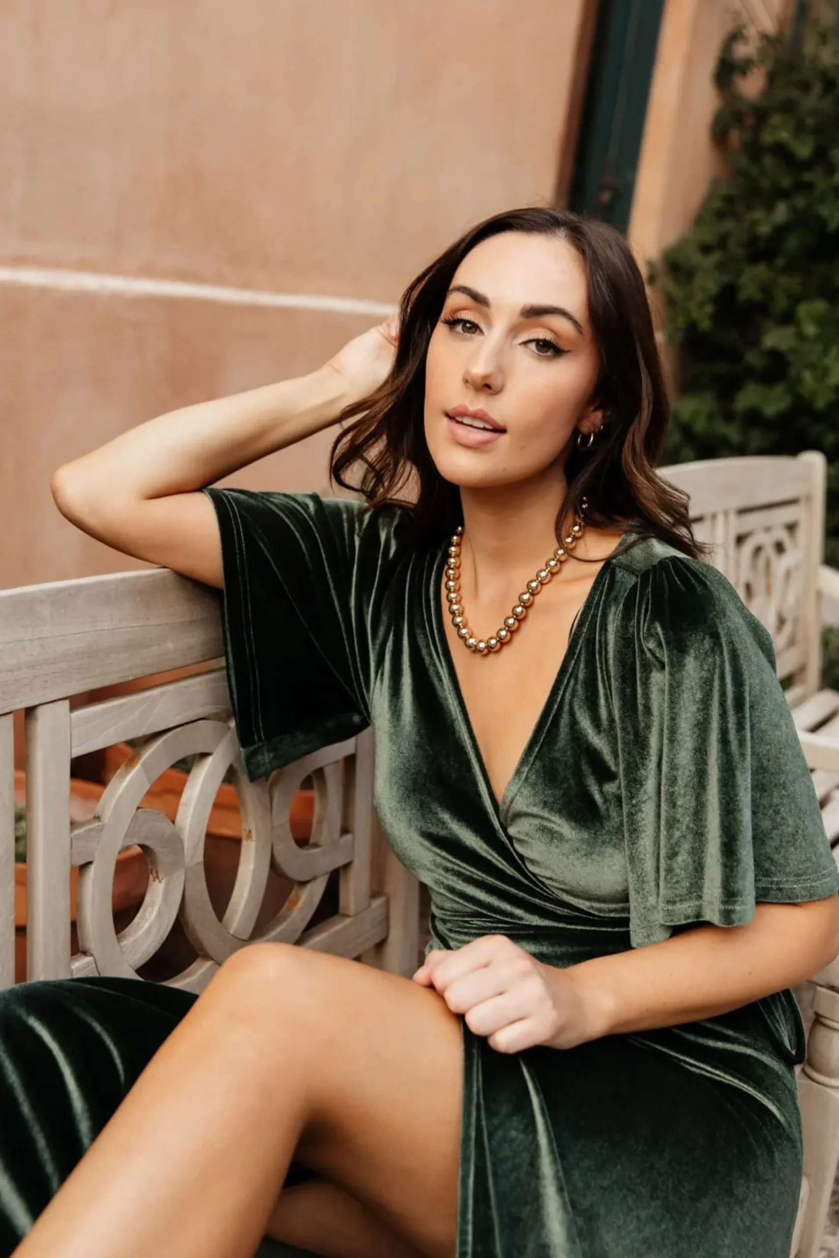 Baltic Born maxi dresses|WEDDING SUITE|Meghan Velvet Wrap Maxi Dress | Deep Green