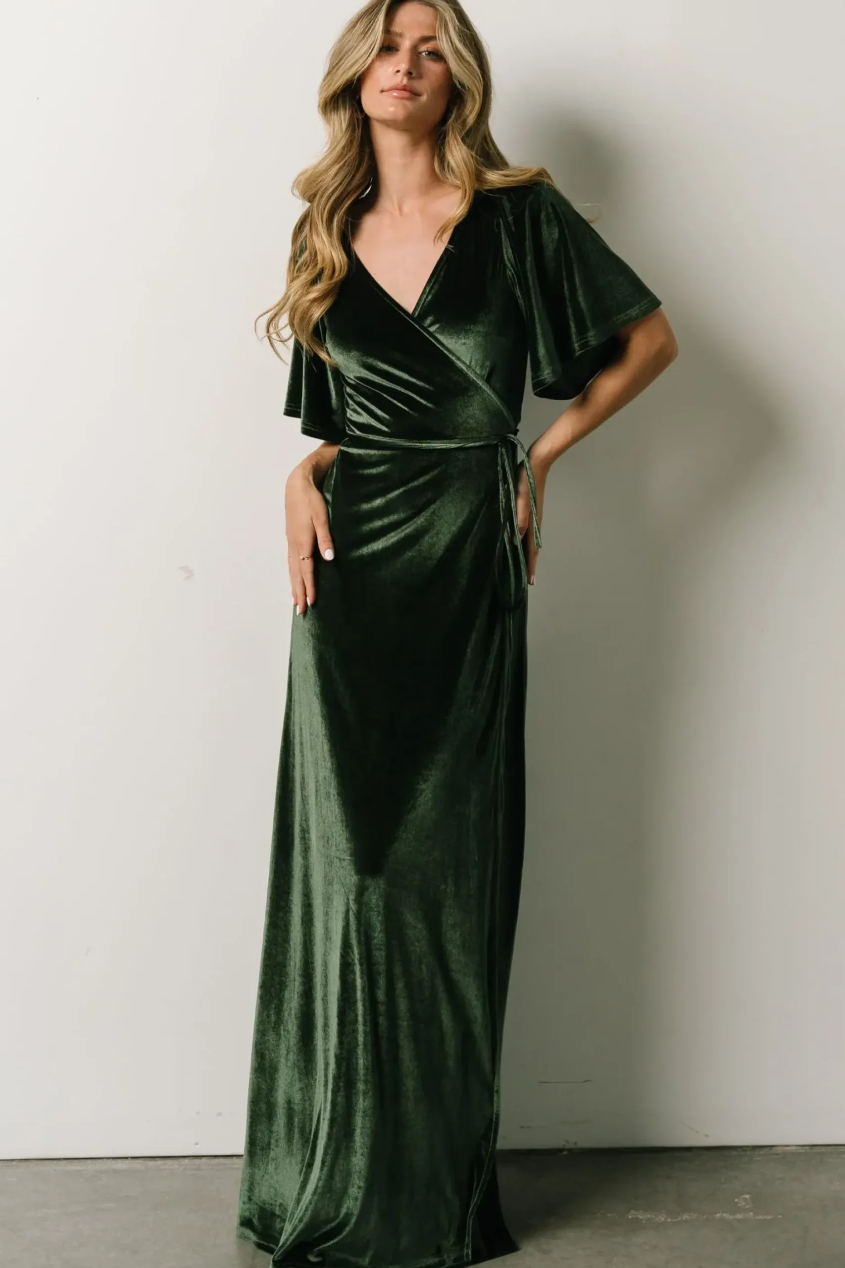 Baltic Born maxi dresses|WEDDING SUITE|Meghan Velvet Wrap Maxi Dress | Deep Green