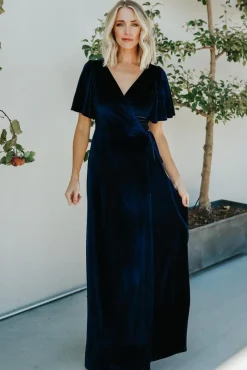 Baltic Born maxi dresses|WEDDING SUITE|Meghan Velvet Wrap Maxi Dress | Navy
