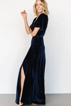 Baltic Born maxi dresses|WEDDING SUITE|Meghan Velvet Wrap Maxi Dress | Navy