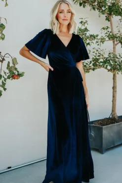 Baltic Born maxi dresses|WEDDING SUITE|Meghan Velvet Wrap Maxi Dress | Navy