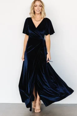Baltic Born maxi dresses|WEDDING SUITE|Meghan Velvet Wrap Maxi Dress | Navy