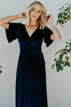 Baltic Born maxi dresses|WEDDING SUITE|Meghan Velvet Wrap Maxi Dress | Navy