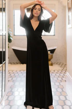 Baltic Born maxi dresses|WEDDING SUITE|Meghan Velvet Wrap Maxi Dress | Black