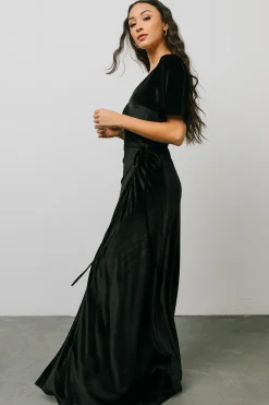 Baltic Born maxi dresses|WEDDING SUITE|Meghan Velvet Wrap Maxi Dress | Black
