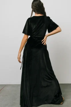 Baltic Born maxi dresses|WEDDING SUITE|Meghan Velvet Wrap Maxi Dress | Black
