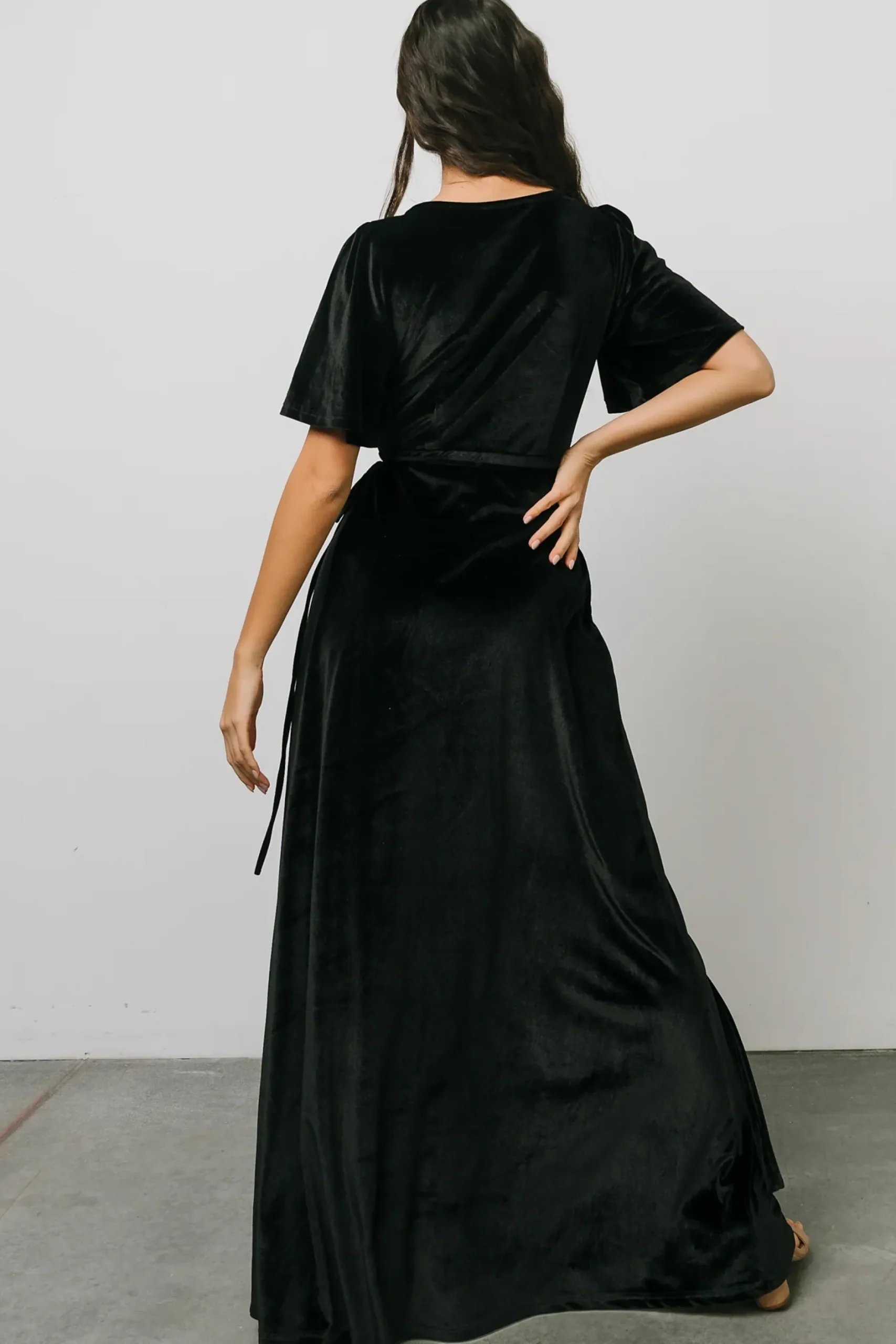 Baltic Born maxi dresses|WEDDING SUITE|Meghan Velvet Wrap Maxi Dress | Black