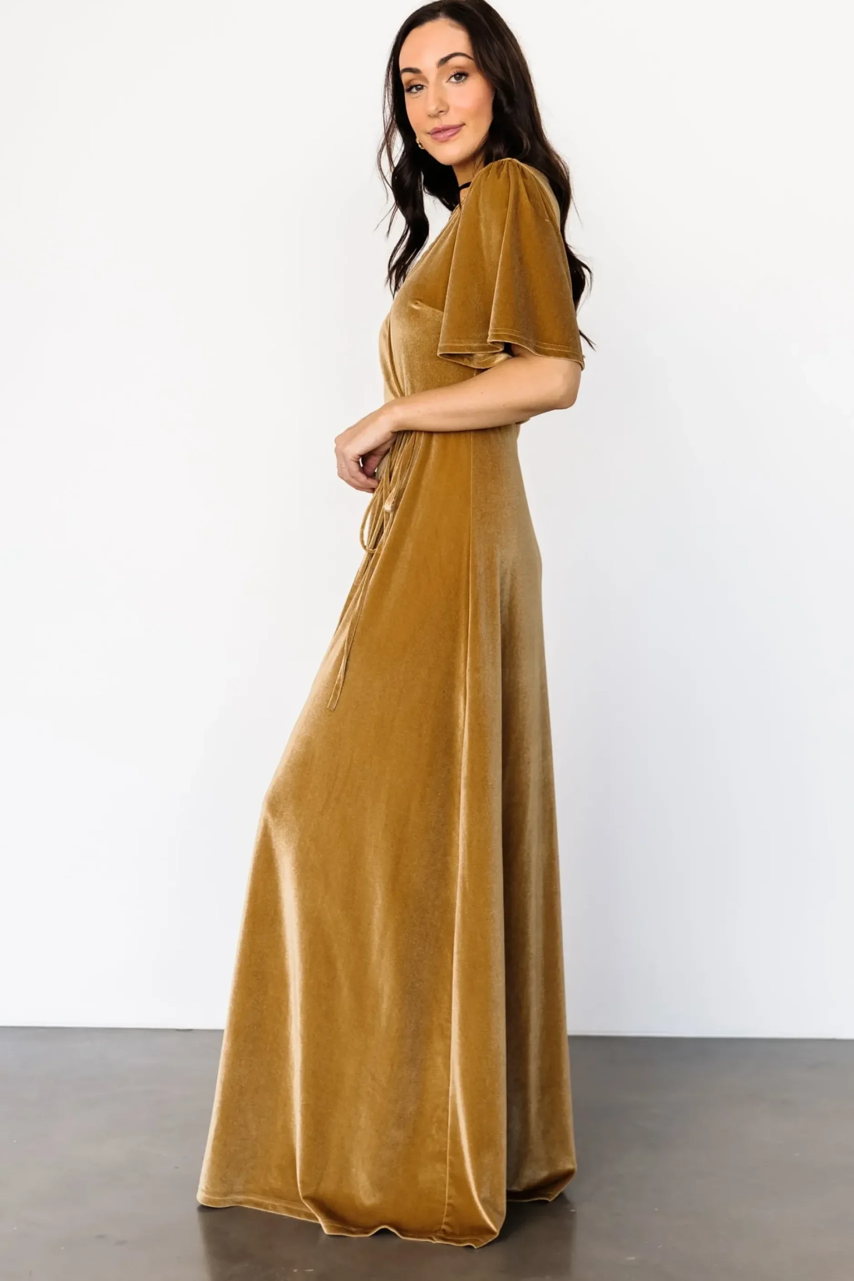 Baltic Born maxi dresses|WEDDING SUITE|Meghan Velvet Wrap Maxi Dress | Gold