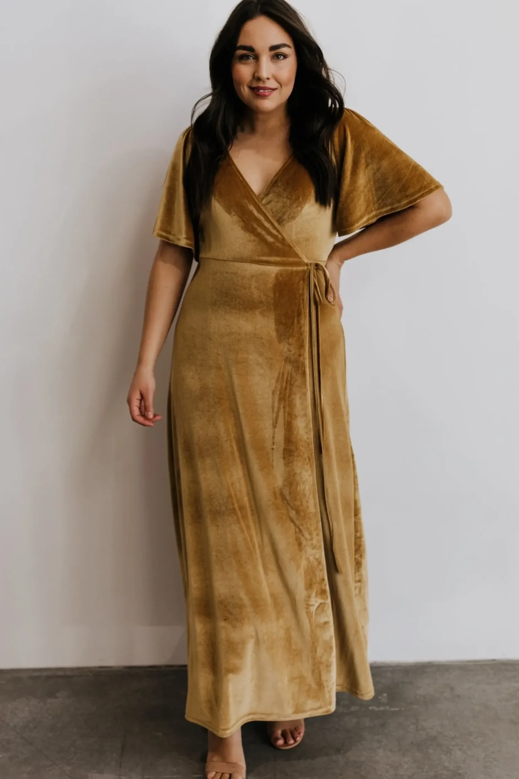 Baltic Born maxi dresses|WEDDING SUITE|Meghan Velvet Wrap Maxi Dress | Gold