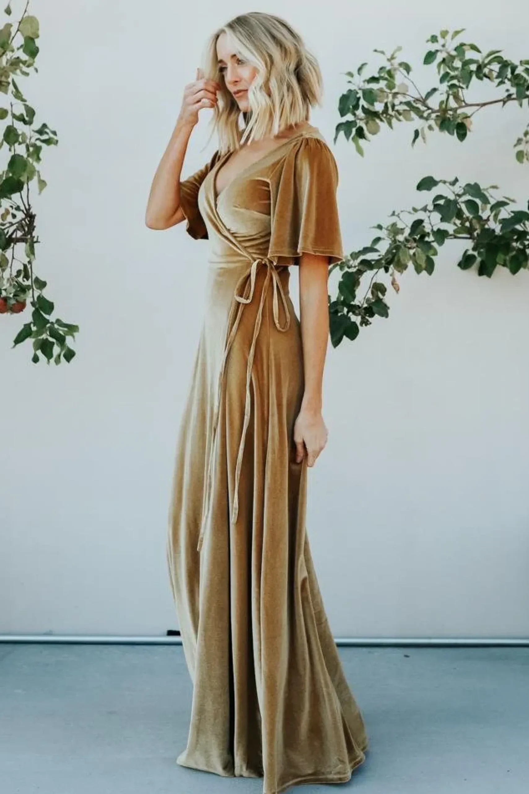 Baltic Born maxi dresses|WEDDING SUITE|Meghan Velvet Wrap Maxi Dress | Gold