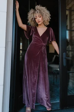 Baltic Born maxi dresses|WEDDING SUITE|Meghan Velvet Wrap Maxi Dress | Dusty Plum
