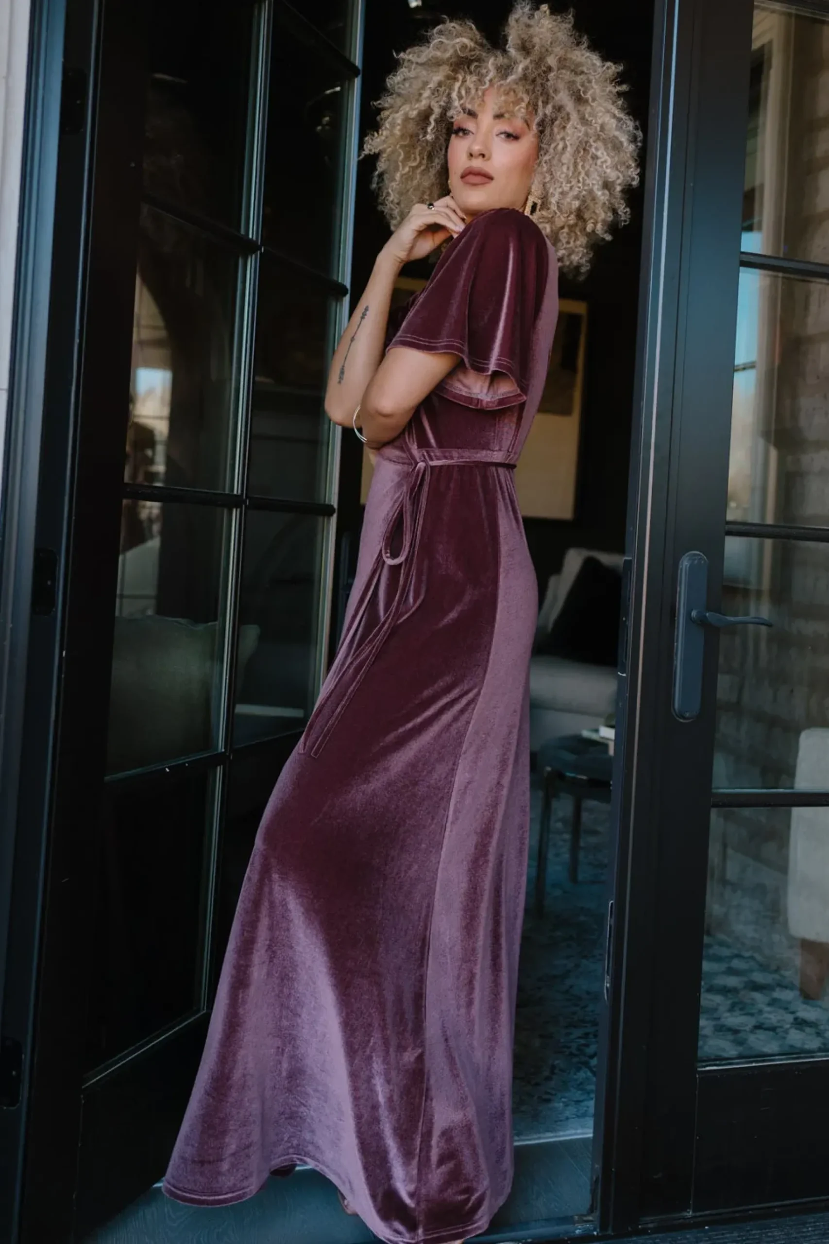 Baltic Born maxi dresses|WEDDING SUITE|Meghan Velvet Wrap Maxi Dress | Dusty Plum