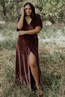 Baltic Born maxi dresses|WEDDING SUITE|Meghan Velvet Wrap Maxi Dress | Dusty Plum