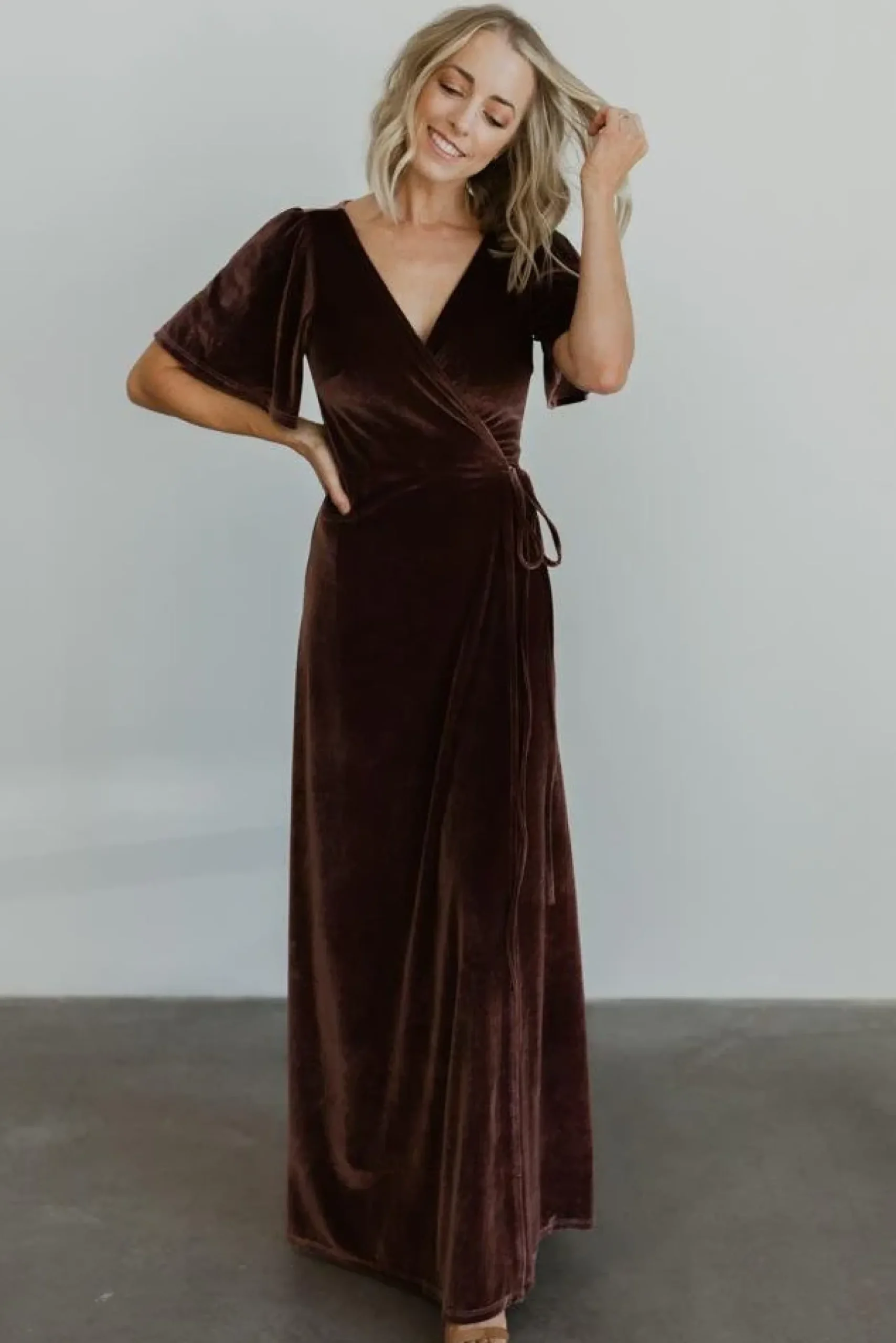 Baltic Born maxi dresses|WEDDING SUITE|Meghan Velvet Wrap Maxi Dress | Dusty Plum